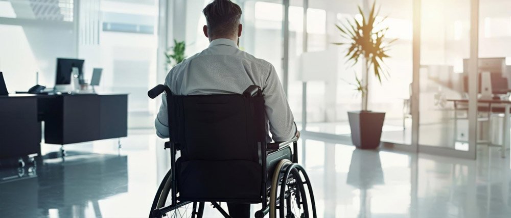 Wheelchair user entering an accessible Las Vegas hotel entrance — ADA Title III public accommodations lawyer
